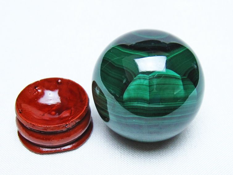 マラカイト 丸玉 36mm スフィア 置物 一点物 141-8360