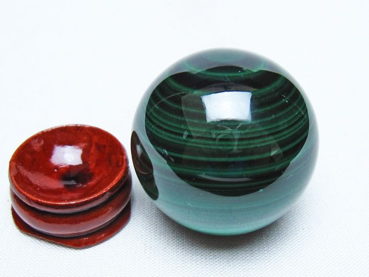 マラカイト 丸玉 36mm スフィア 置物 一点物 141-8365