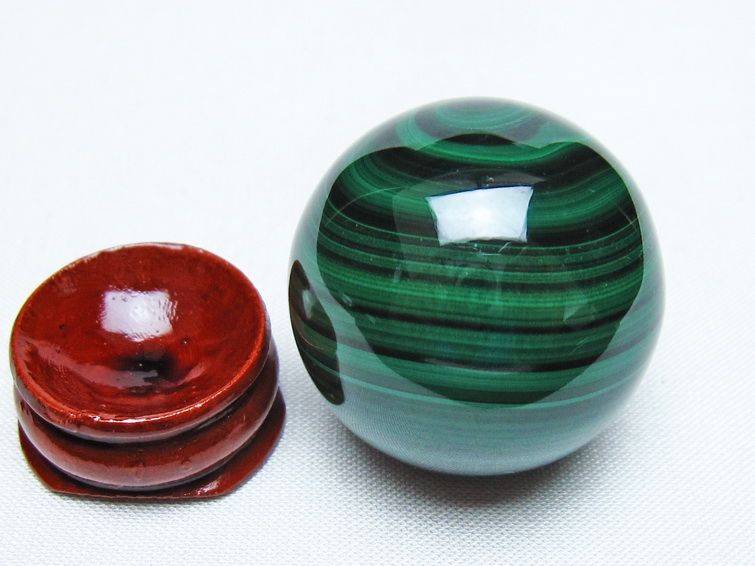 マラカイト 丸玉 34mm スフィア 置物 一点物 141-8375