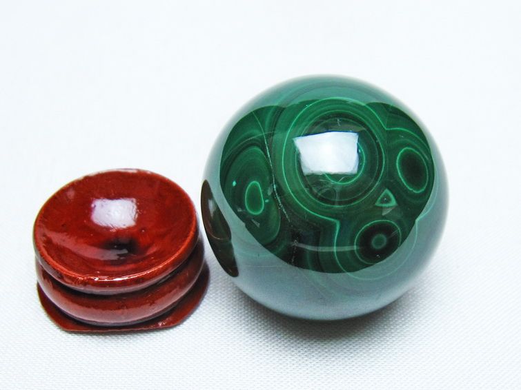 マラカイト 丸玉 34mm スフィア 置物 一点物 141-8376