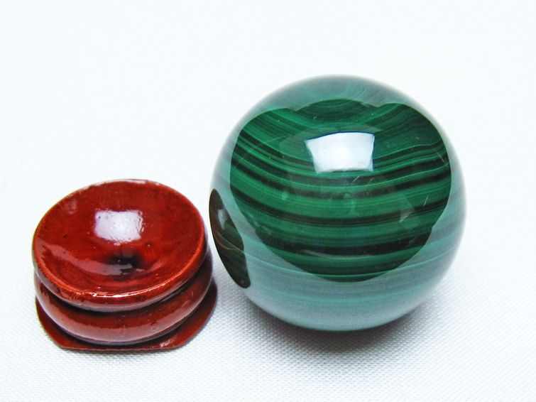 マラカイト 丸玉 34mm スフィア 置物 一点物 141-8377