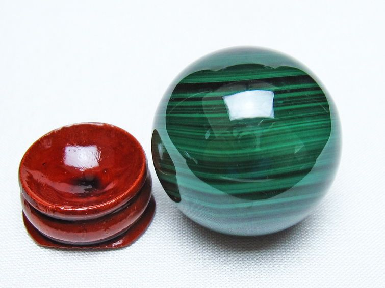 マラカイト 丸玉 34mm スフィア 置物 一点物 141-8378