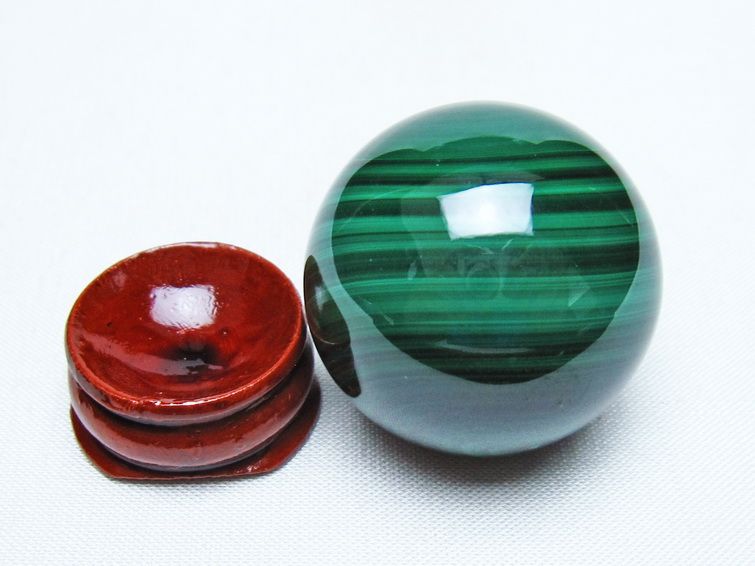 マラカイト 丸玉 34mm スフィア 置物 一点物 141-8379