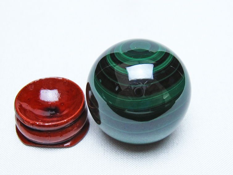 マラカイト 丸玉 34mm スフィア 置物 一点物 141-8380