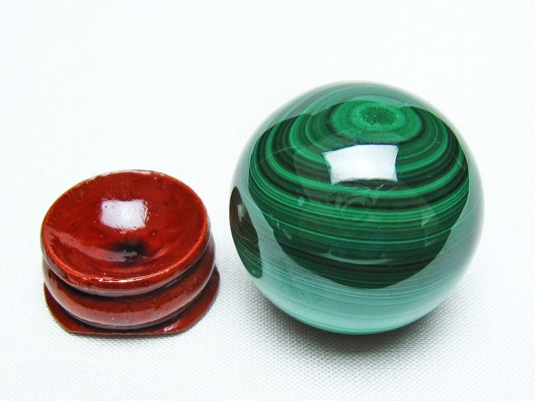 マラカイト 丸玉 33mm スフィア 置物 一点物 141-8381