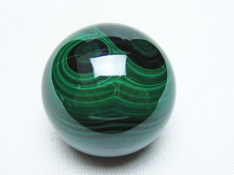 マラカイト 丸玉 32mm スフィア 置物 一点物 141-8383