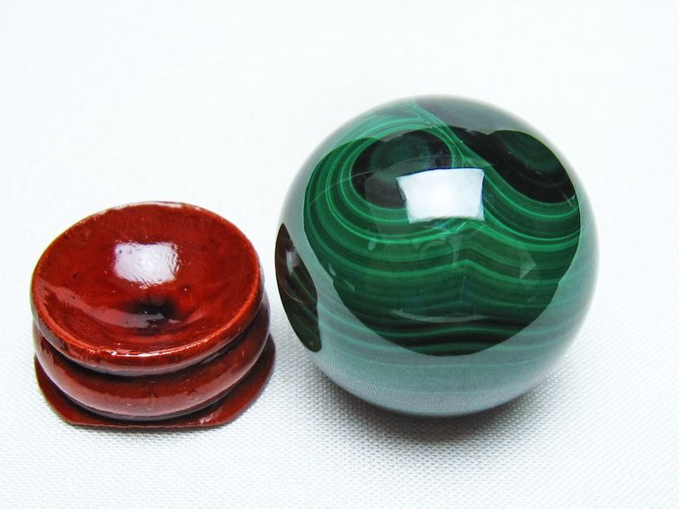 マラカイト 丸玉 32mm スフィア 置物 一点物 141-8383