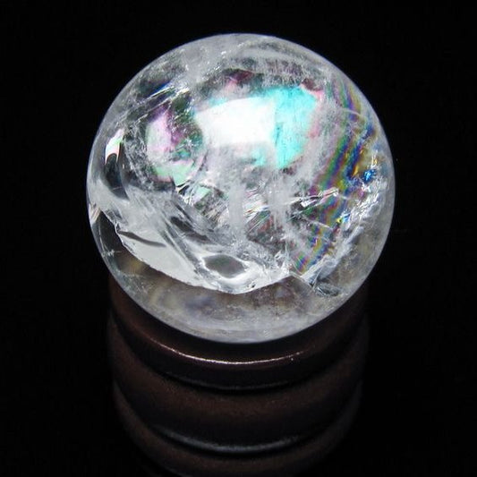 アイリスクォーツ 水晶 丸玉 虹入り 25mm スフィア 水晶玉 置物 原石 一点物 141-8485