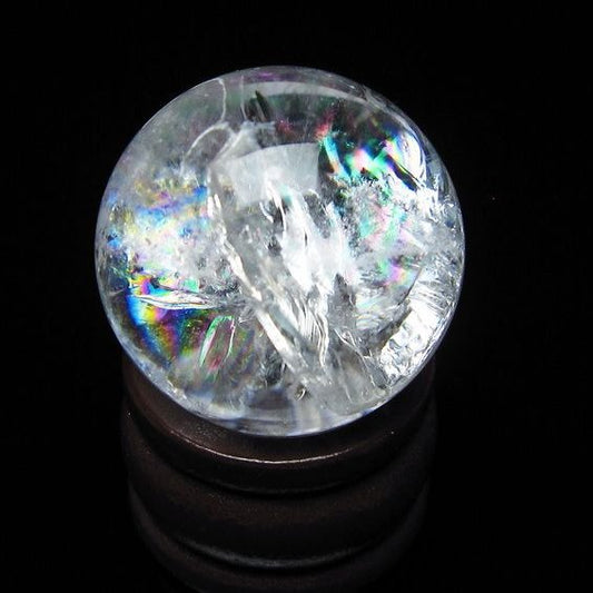 アイリスクォーツ 水晶 丸玉 虹入り 25mm スフィア 水晶玉 置物 原石 一点物 141-8486