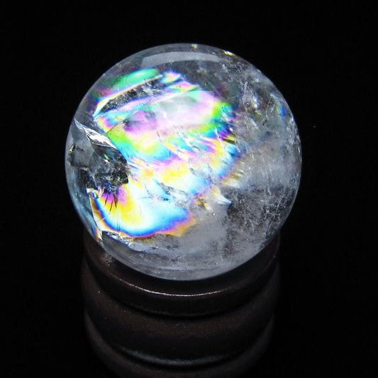 アイリスクォーツ 水晶 丸玉 虹入り 25mm スフィア 水晶玉 置物 原石 一点物 141-8488