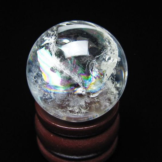 アイリスクォーツ 水晶 丸玉 虹入り 25mm スフィア 水晶玉 置物 原石 一点物 141-8490