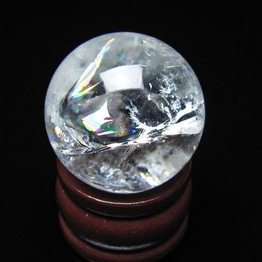 アイリスクォーツ 水晶 丸玉 虹入り 25mm スフィア 水晶玉 置物 原石 一点物 141-8492