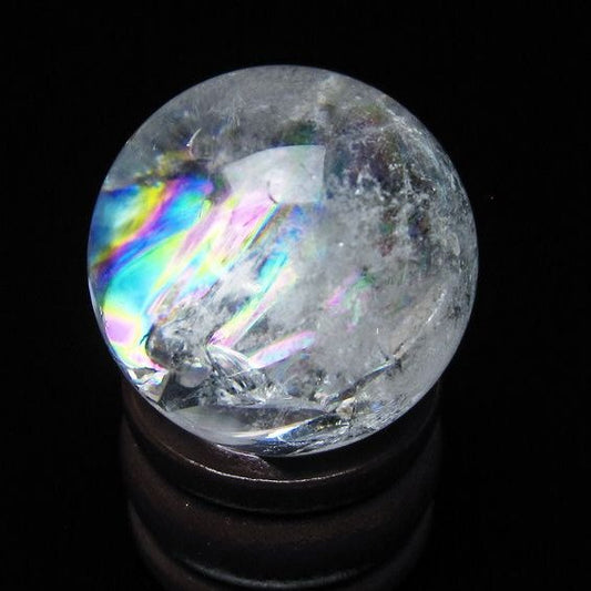 アイリスクォーツ 水晶 丸玉 虹入り 25mm スフィア 水晶玉 置物 原石 一点物 141-8493