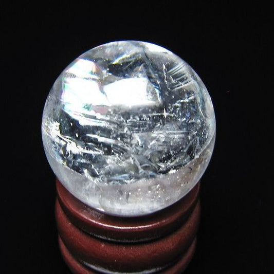 アイリスクォーツ 水晶 丸玉 虹入り 25mm スフィア 水晶玉 置物 原石 一点物 141-8495