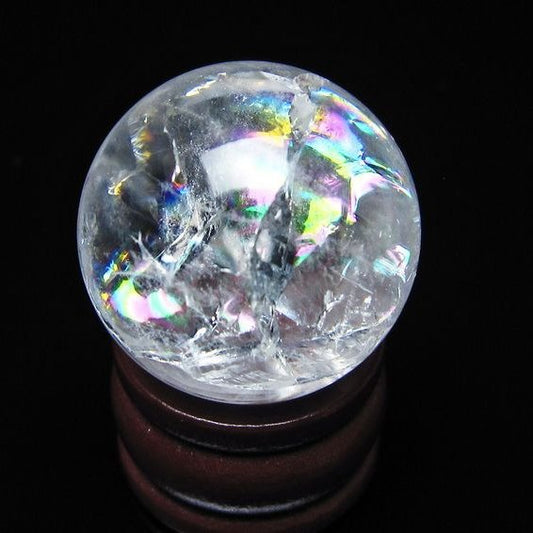 アイリスクォーツ 水晶 丸玉 虹入り 26mm スフィア 水晶玉 置物 原石 一点物 141-8496