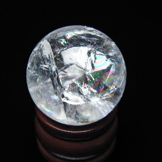 アイリスクォーツ 水晶 丸玉 虹入り 26mm スフィア 水晶玉 置物 原石 一点物 141-8497