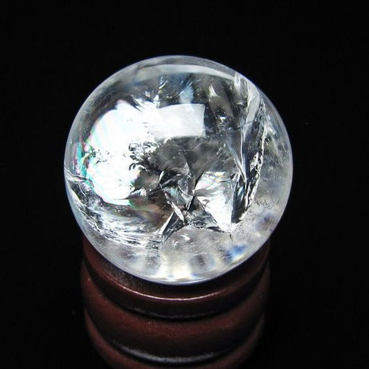 アイリスクォーツ 水晶 丸玉 虹入り 26mm スフィア 水晶玉 置物 原石 一点物 141-8498