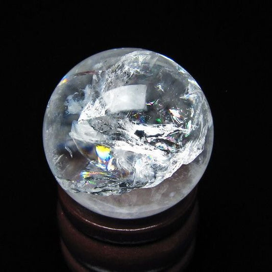 アイリスクォーツ 水晶 丸玉 虹入り 26mm スフィア 水晶玉 置物 原石 一点物 141-8500