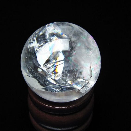 アイリスクォーツ 水晶 丸玉 虹入り 26mm スフィア 水晶玉 置物 原石 一点物 141-8502
