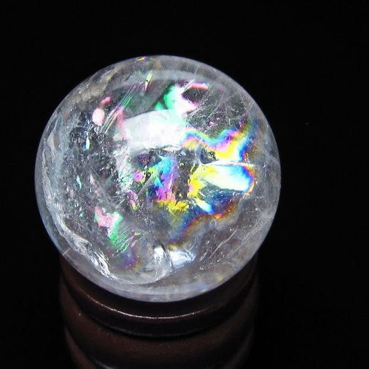 アイリスクォーツ 水晶 丸玉 虹入り 26mm スフィア 水晶玉 置物 原石 一点物 141-8504