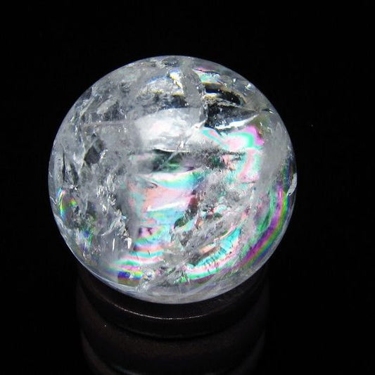 アイリスクォーツ 水晶 丸玉 虹入り 27mm スフィア 水晶玉 置物 原石 一点物 141-8505