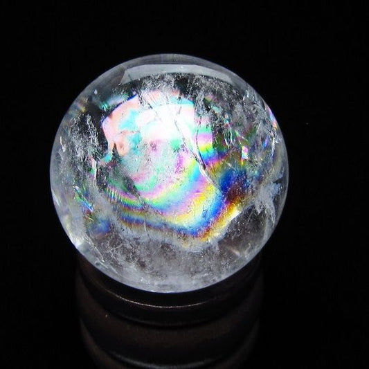 アイリスクォーツ 水晶 丸玉 虹入り 27mm スフィア 水晶玉 置物 原石 一点物 141-8506