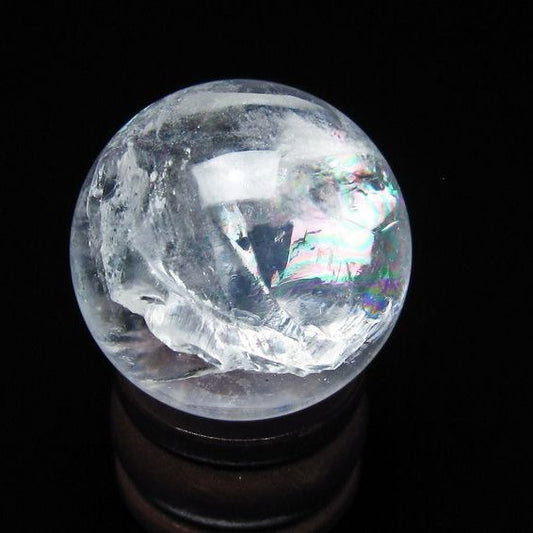 アイリスクォーツ 水晶 丸玉 虹入り 28mm スフィア 水晶玉 置物 原石 一点物 141-8510