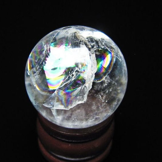 アイリスクォーツ 水晶 丸玉 虹入り 28mm スフィア 水晶玉 置物 原石 一点物 141-8513