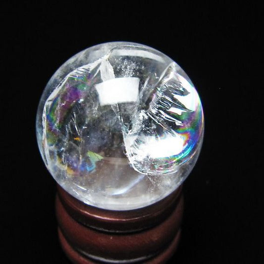 アイリスクォーツ 水晶 丸玉 虹入り 28mm スフィア 水晶玉 置物 原石 一点物 141-8514