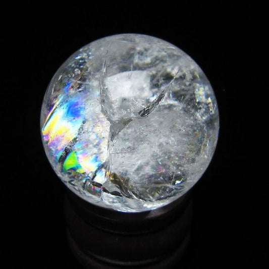 アイリスクォーツ 水晶 丸玉 虹入り 29mm スフィア 水晶玉 置物 原石 一点物 141-8515