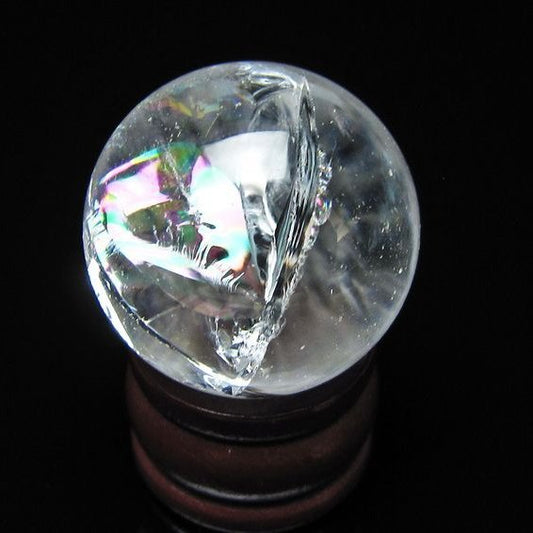 アイリスクォーツ 水晶 丸玉 虹入り 28mm スフィア 水晶玉 置物 原石 一点物 141-8517