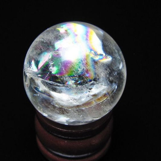 アイリスクォーツ 水晶 丸玉 虹入り 28mm スフィア 水晶玉 置物 原石 一点物 141-8518