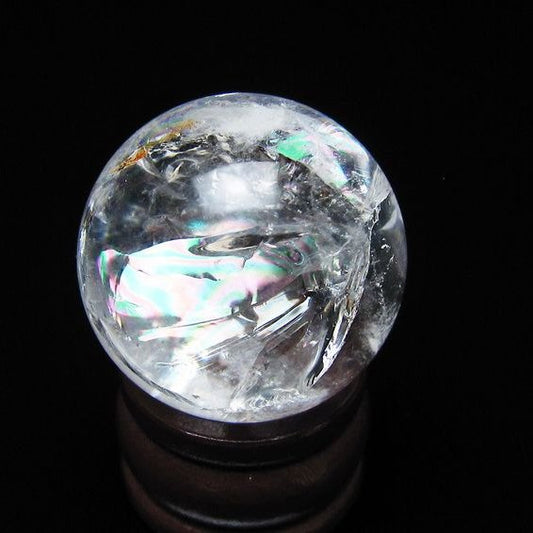 アイリスクォーツ 水晶 丸玉 虹入り 28mm スフィア 水晶玉 置物 原石 一点物 141-8519