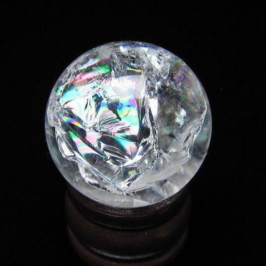 アイリスクォーツ 水晶 丸玉 虹入り 28mm スフィア 水晶玉 置物 原石 一点物 141-8520