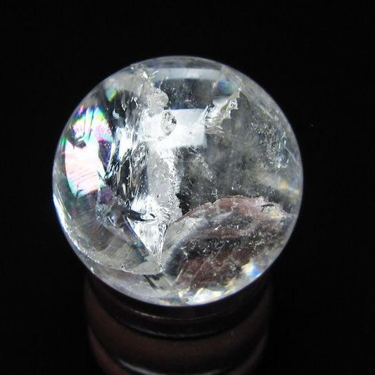 アイリスクォーツ 水晶 丸玉 虹入り 28mm スフィア 水晶玉 置物 原石 一点物 141-8523