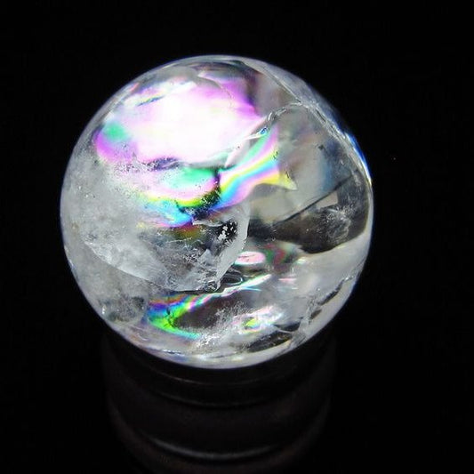 アイリスクォーツ 水晶 丸玉 虹入り 28mm スフィア 水晶玉 置物 原石 一点物 141-8524