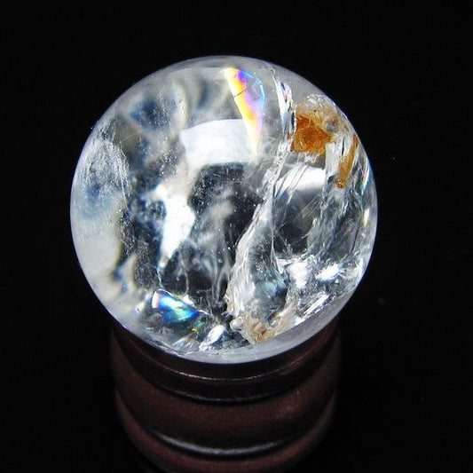 アイリスクォーツ 水晶 丸玉 虹入り 28mm スフィア 水晶玉 置物 原石 一点物 141-8525