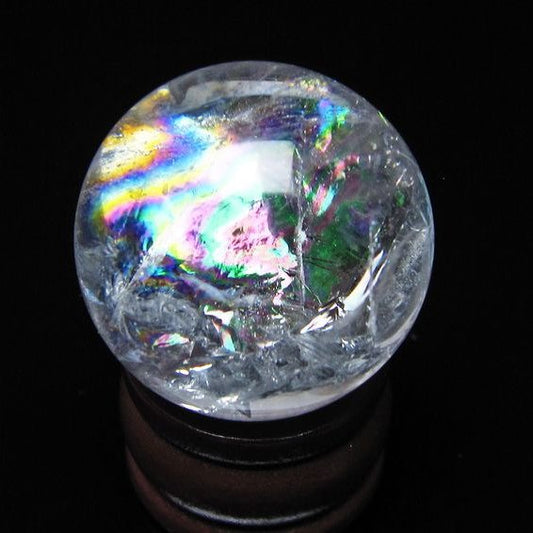 アイリスクォーツ 水晶 丸玉 虹入り 28mm スフィア 水晶玉 置物 原石 一点物 141-8526