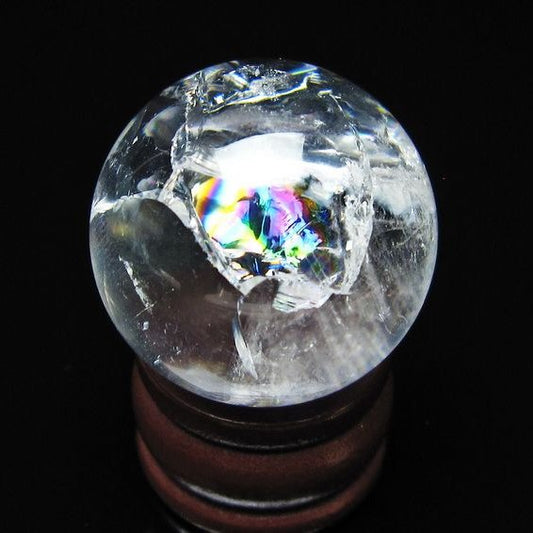 アイリスクォーツ 水晶 丸玉 虹入り 28mm スフィア 水晶玉 置物 原石 一点物 141-8527