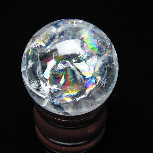 アイリスクォーツ 水晶 丸玉 虹入り 28mm スフィア 水晶玉 置物 原石 一点物 141-8528