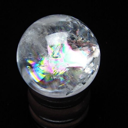 アイリスクォーツ 水晶 丸玉 虹入り 28mm スフィア 水晶玉 置物 原石 一点物 141-8529