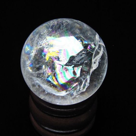 アイリスクォーツ 水晶 丸玉 虹入り 27mm スフィア 水晶玉 置物 原石 一点物 141-8532
