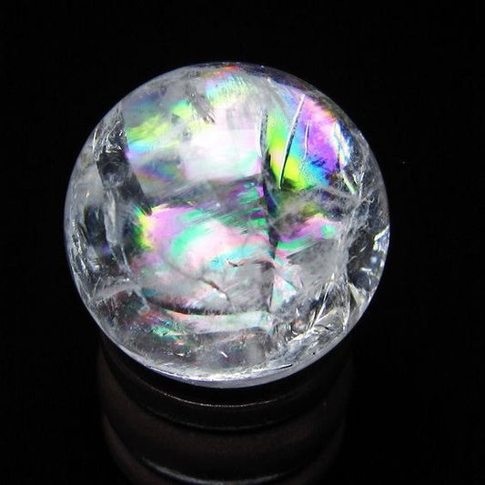 アイリスクォーツ 水晶 丸玉 虹入り 27mm スフィア 水晶玉 置物 原石 一点物 141-8533