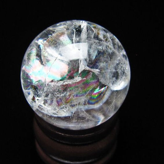 アイリスクォーツ 水晶 丸玉 虹入り 27mm スフィア 水晶玉 置物 原石 一点物 141-8534