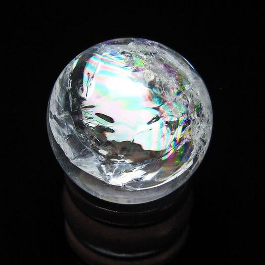アイリスクォーツ 水晶 丸玉 虹入り 27mm スフィア 水晶玉 置物 原石 一点物 141-8536