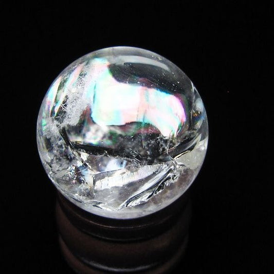 アイリスクォーツ 水晶 丸玉 虹入り 27mm スフィア 水晶玉 置物 原石 一点物 141-8538