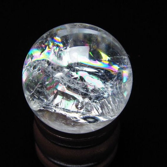 アイリスクォーツ 水晶 丸玉 虹入り 27mm スフィア 水晶玉 置物 原石 一点物 141-8539