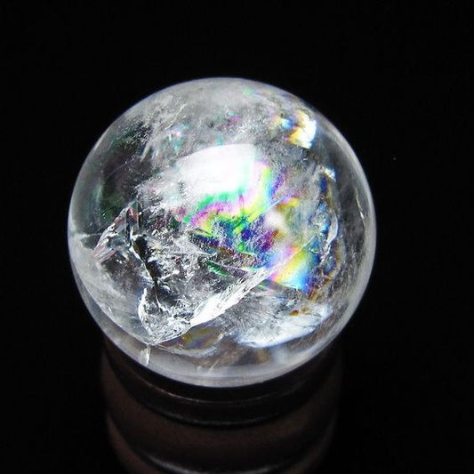 アイリスクォーツ 水晶 丸玉 虹入り 27mm スフィア 水晶玉 置物 原石 一点物 141-8541