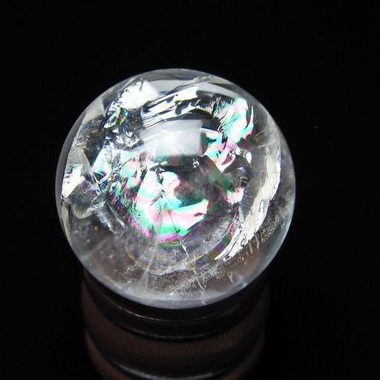 アイリスクォーツ 水晶 丸玉 虹入り 27mm スフィア 水晶玉 置物 原石 一点物 141-8542