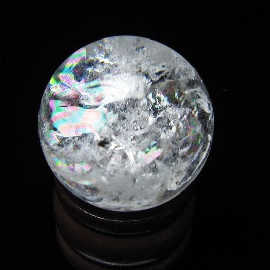 アイリスクォーツ 水晶 丸玉 虹入り 26mm スフィア 水晶玉 置物 原石 一点物 141-8544